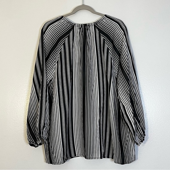 Everlane The Gathered Shirt Striped Black White Long Sleeve Blouse Size XXL NWT - Picture 5 of 8